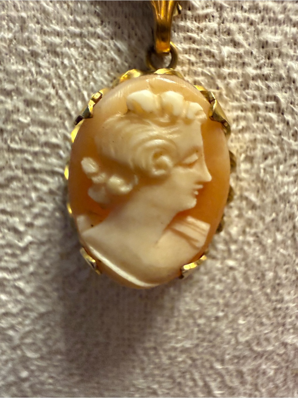 Vintage Mid-Century Rainbow Gold Filled Cameo Pendant and 18” Chain
